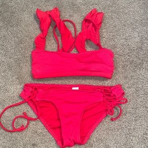 Red swim suit